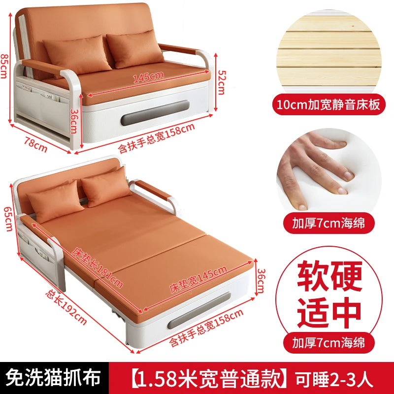 Sofa bed folding dual-purpose small apartment 2024 Internet celebrity new living room 1.2 multi-function single and double retra