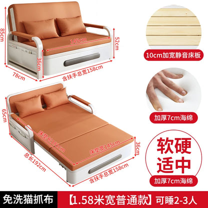 Sofa bed folding dual-purpose small apartment 2024 Internet celebrity new living room 1.2 multi-function single and double retra