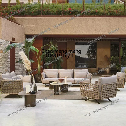 New arrive Nordic outdoor sofa rainproof rattan cafe courtyard hotel garden leisure card seat combination420