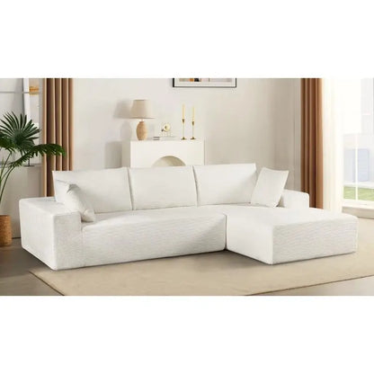 Convertible Sectional Sofa in Soft Corduroy, Modern Comfy Couch with Full Foam Cushioning, Cozy Sleeper for Living Room or
