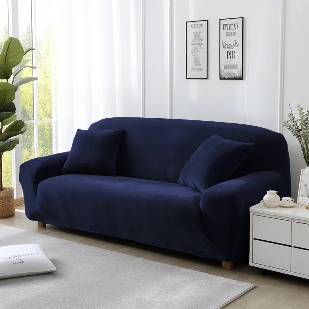 Velvet Sofa Cover Elastic Thick L Shaped Corner Sofa Cover for Living Room 1/2/3/4 Seater Stretch Cover for Sofa Couch Armchair
