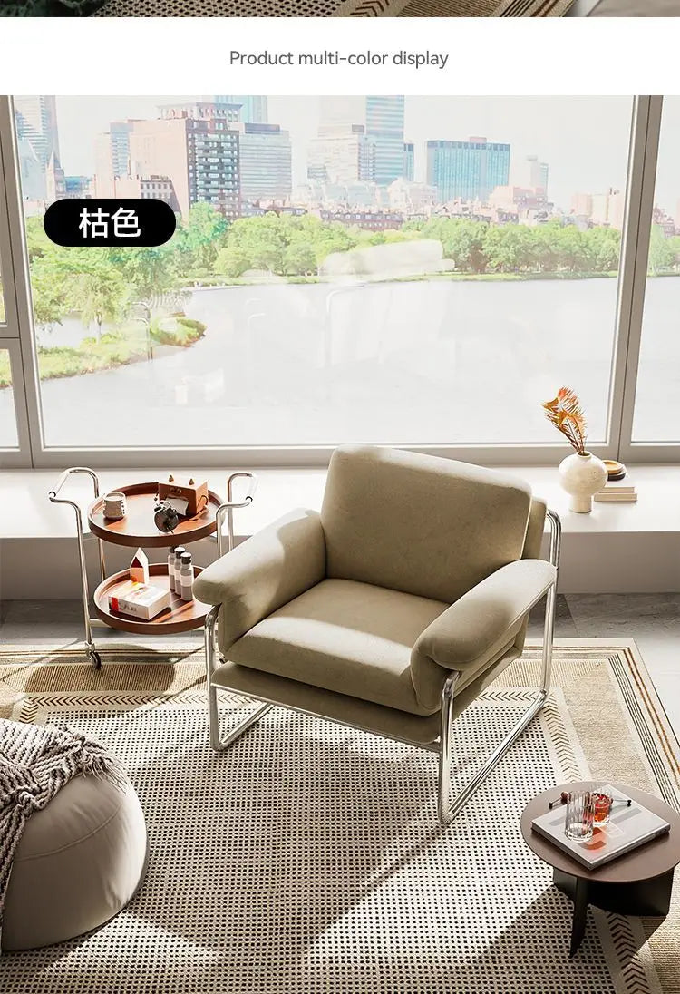 Bauhaus Antique Style Stainless Steel Designer Sofa Chair Living Room Home Balcony Leisure Recliner Negotiation Chair