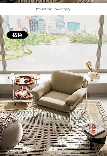 Bauhaus Antique Style Stainless Steel Designer Sofa Chair Living Room Home Balcony Leisure Recliner Negotiation Chair