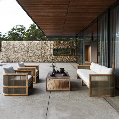 Outdoor villa courtyard sofa high-end teak sofa furniture combination hotel homestay waterproof