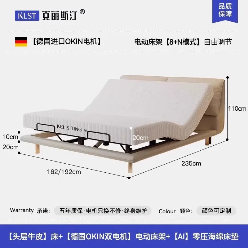 Soft Luxury Modern Double Bed Lift Up Electric Adults Smart Double Bed Queen Mattress Camas De Dormitorio Bedroom Furniture