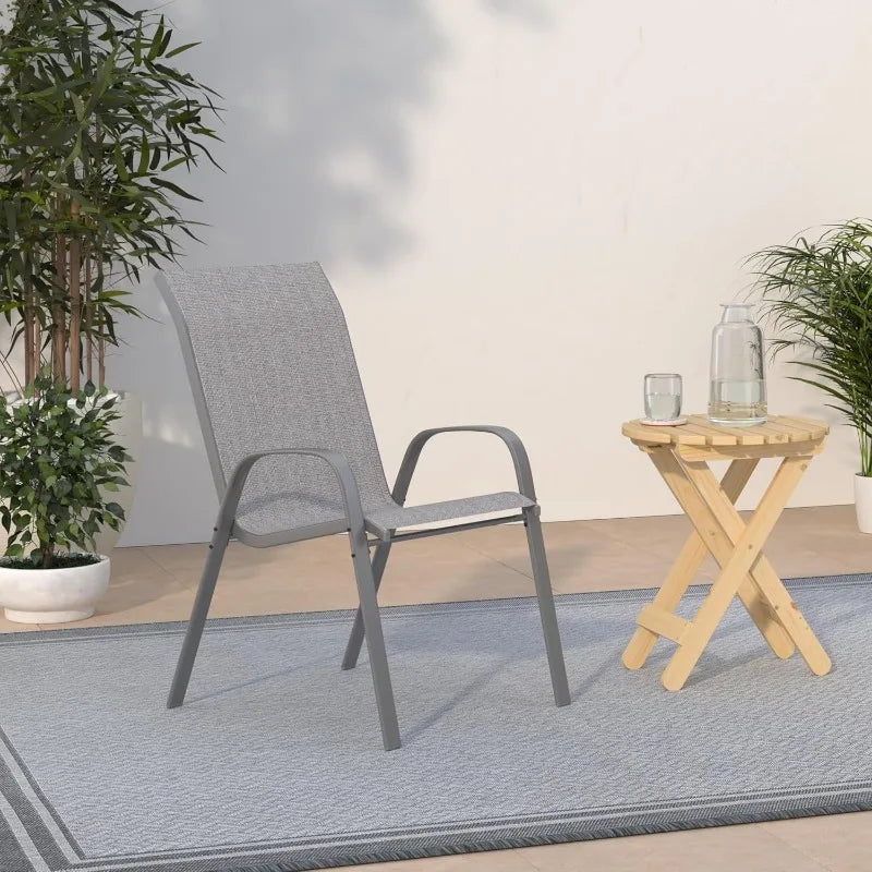 Patio Chairs Set of 4, Breathable Garden Outdoor Furniture for Backyard Deck,Outdoor Stackable Dining Chairs for All We