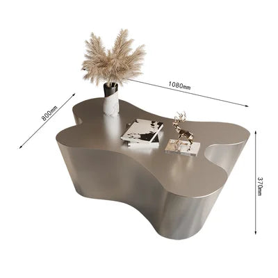 Light luxury stainless steel special-shaped coffee table high-end mirror business negotiation coffee table art