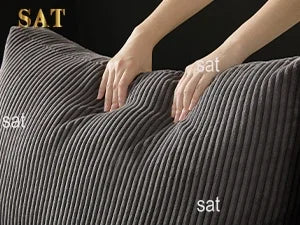 Modern Sectional Sleeper Sofa Bed 3-Seater Grey Lounge Couch Corduroy Convertible Sponge Compression Modular Sofas Chaise Home