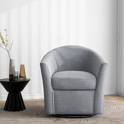 Swivel Accent Chair Armchair, Modern Round Single Sofa Seating Comfy Reading Barrel Chairs for Living Room Bedroom (Beige, Set o