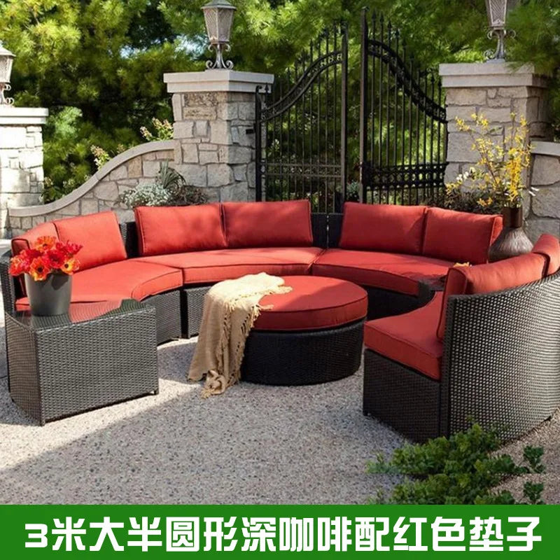 Outdoor circular rattan combination hotel curved living room sofa