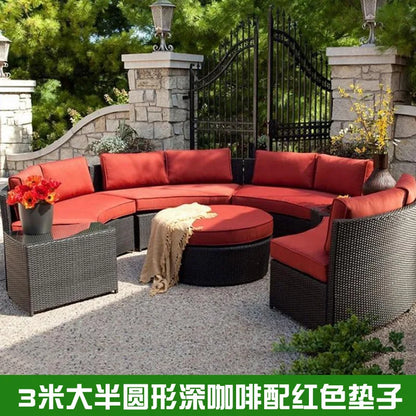 Outdoor circular rattan combination hotel curved living room sofa