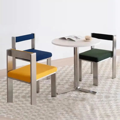 European Style Light luxury Retro Home Use Stainless Steel Dining Chair Advanced Design Living Room Bedroom Leisure Single Chair