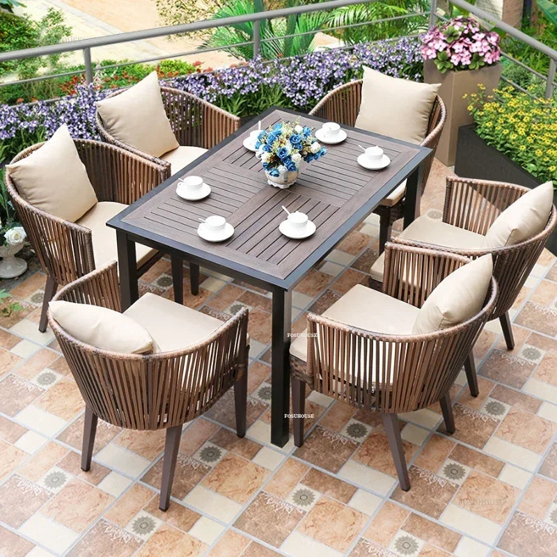 Rattan Garden Table and Chair Balcony Outdoor Furniture Sets Modern Outdoor Leisure Rattan Table and Chair Garden Furniture Sets