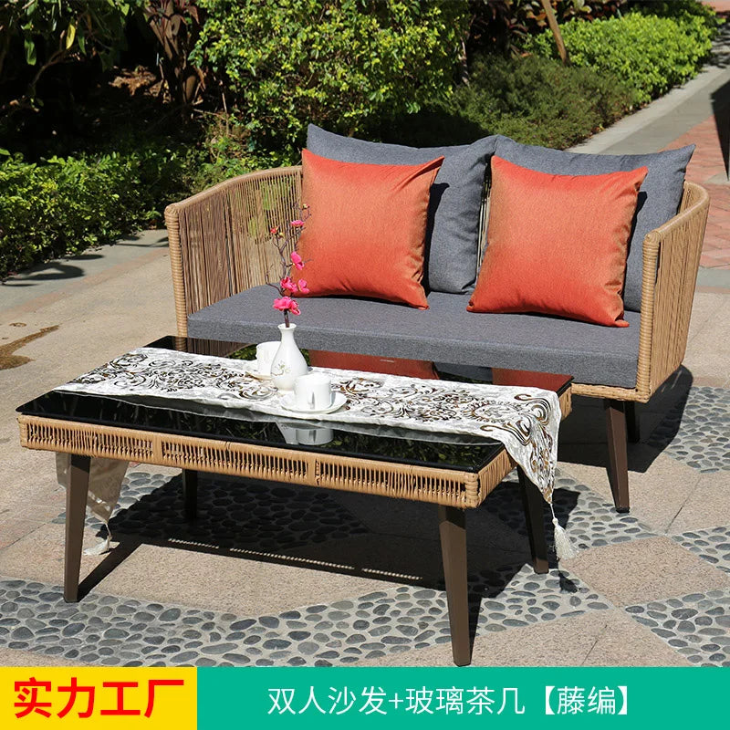 Outdoor Nordic Garden Sofas Hotel Balcony Combination Modern Garden Sofas Terrace Metal Furniture Divano Di Giardino MHHYSF