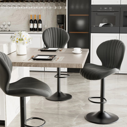 2pcs Bar Chair, 360° Rotating, Adjustable Height, Artificial Leather Upholstered With Backrest, Suitable For Dining Room