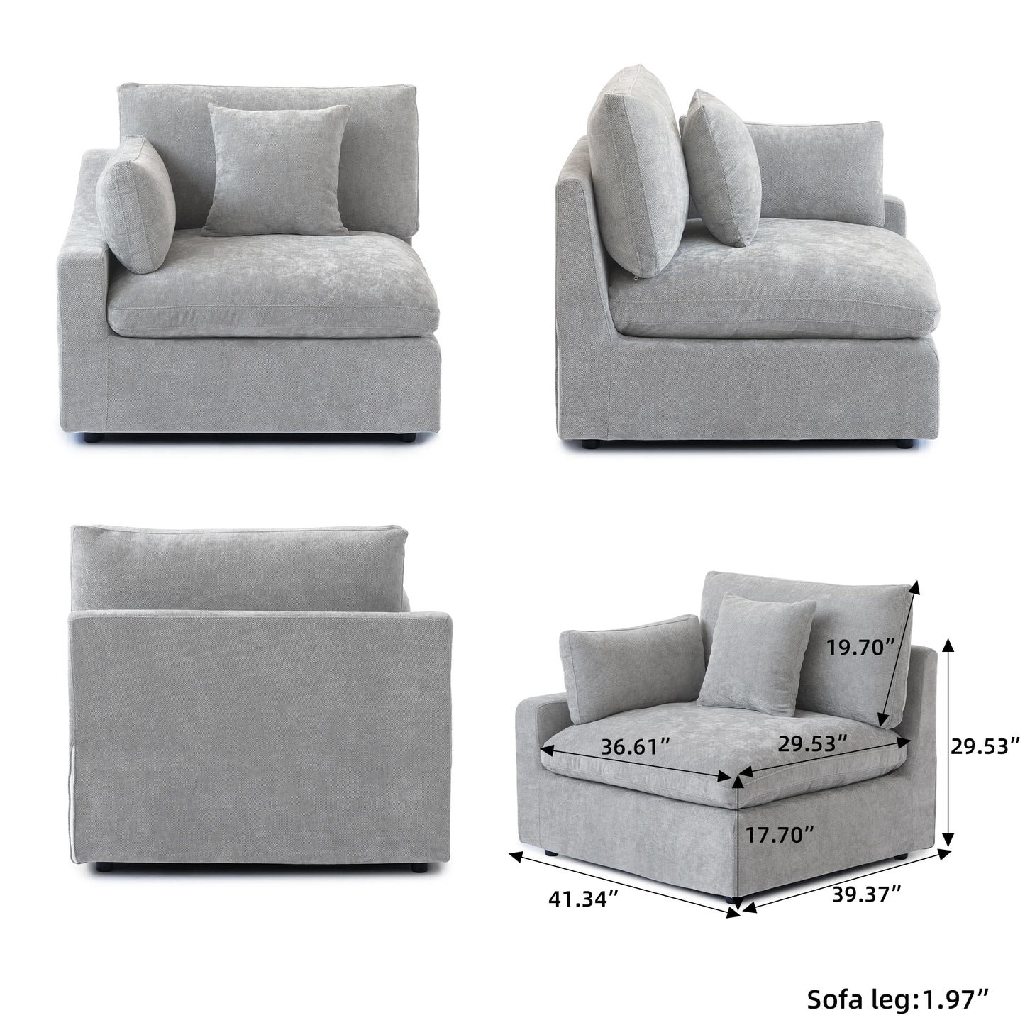 Modular Sectional Sofa for Living Room 160" Cloud Couch Down Filled U Shaped Couch with Ottoman Modern 6 Seater Convertible Sofa
