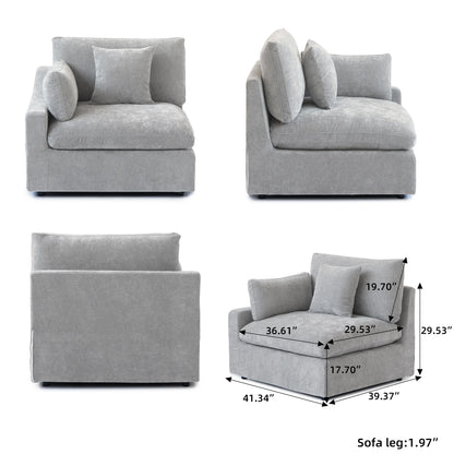 Modular Sectional Sofa for Living Room 160" Cloud Couch Down Filled U Shaped Couch with Ottoman Modern 6 Seater Convertible Sofa