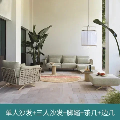 High-end outdoor furniture open-air balcony rain protection sun protection sofa courtyard outdoor villa hotel garden combination