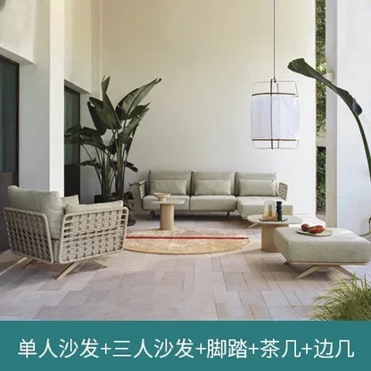 High-end outdoor furniture open-air balcony rain protection sun protection sofa courtyard outdoor villa hotel garden combination