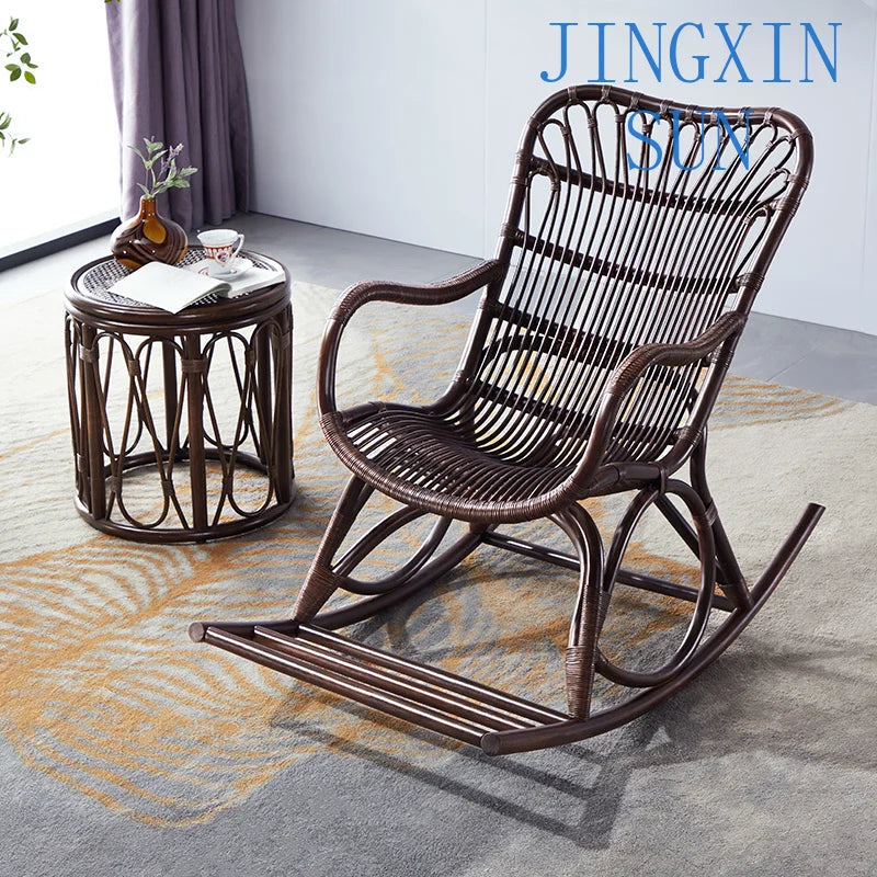 Modern Rattan Swing Chair Multi-Scene Recliner Living Room Balcony Lazy Sofa Vacation Rental Portable Leisure Seat
