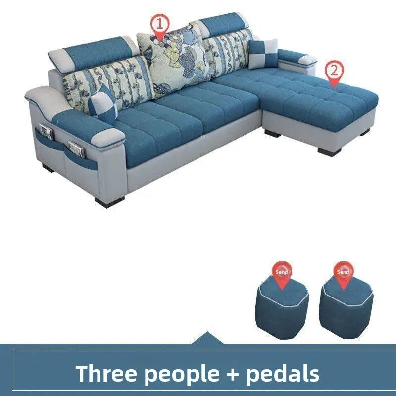 Fully Furnished Living Room Modern Fabric Sofa 3-Seater Removable Washable Cotton Linen Apartment Size