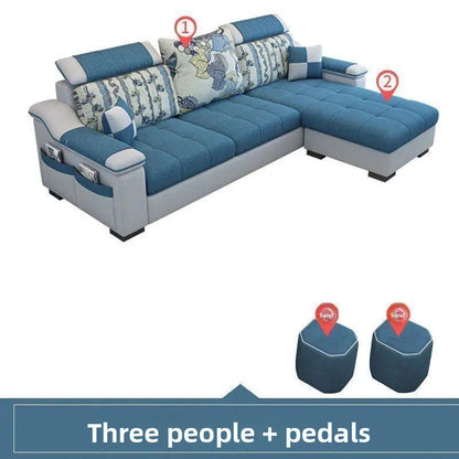 Fully Furnished Living Room Modern Fabric Sofa 3-Seater Removable Washable Cotton Linen Apartment Size