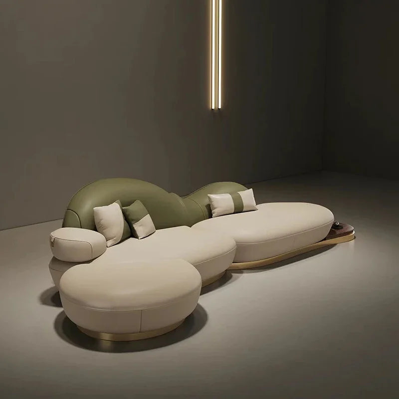 Full leather sofa villa large flat floor, living room exhibition hall