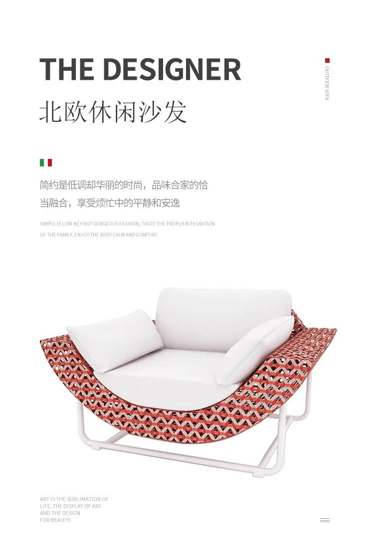Outdoor Patio Rattan Sofa Hotel Homestay Open-Balcony Leisure Table and Chair Waterproof Sunproof Furniture Set