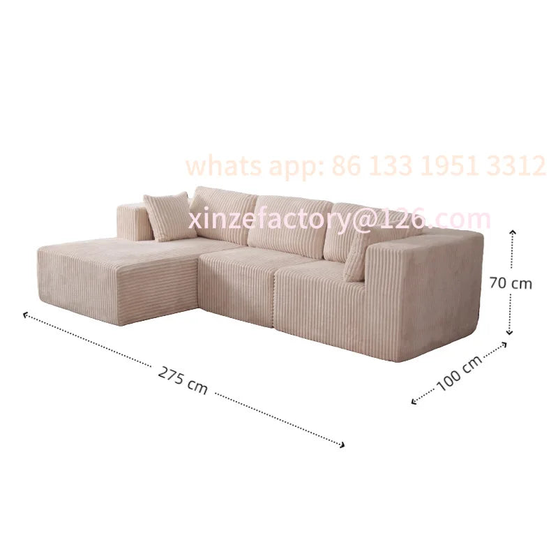 Customizable vacuum compression sofa folding Italian simple sitting and sleeping large apartment living room corduroy popularity
