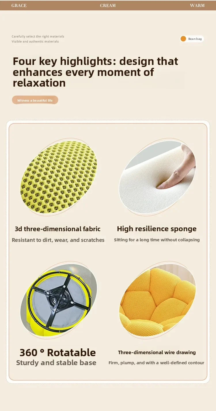Modern Pumpkin Chair Luxury Bubble Sofa Single Lounge Seat Lazy Recliner for Bedroom Balcony Living Room Aesthetic Accent