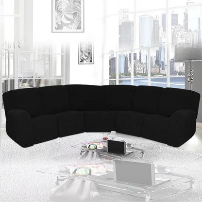 7PCS Jacquard L Shaped Corner Couch Covers Sectional Recliner Sofa Cover Stretch 5 Seater Corner Sofa Slipcover Couch Protector