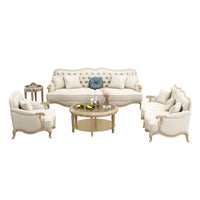 Leather sofa combined living room size apartment Italian light luxury high-end luxury solid wood furniture