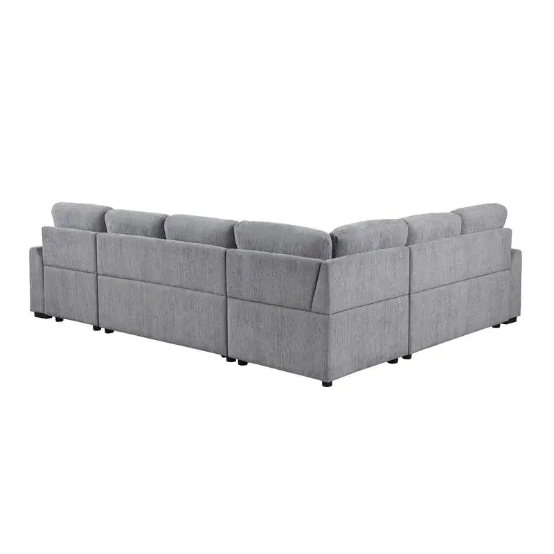 Upholstered Corner Sectional Sofa with Pull-out Loveseat and Storage Chaise
