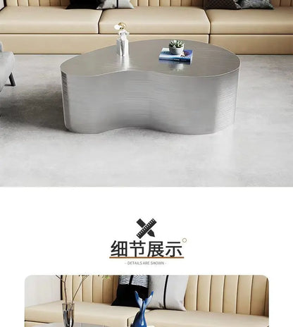 Creative Shape Stainless Steel Light Luxury Mirror Reception Coffee Table Living Room Tea Table Coffee Irregular Table