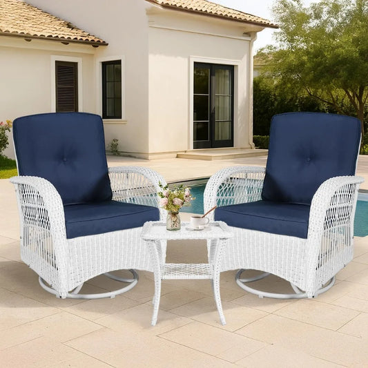 Outdoor conversation bistro, terrace rotary glider rocking chair rattan furniture