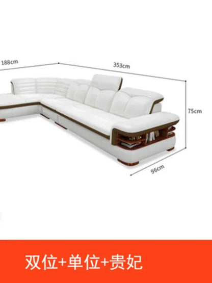 Premium Genuine leather sofa with cowhide top layer, modern and simple high-end living room corner combination