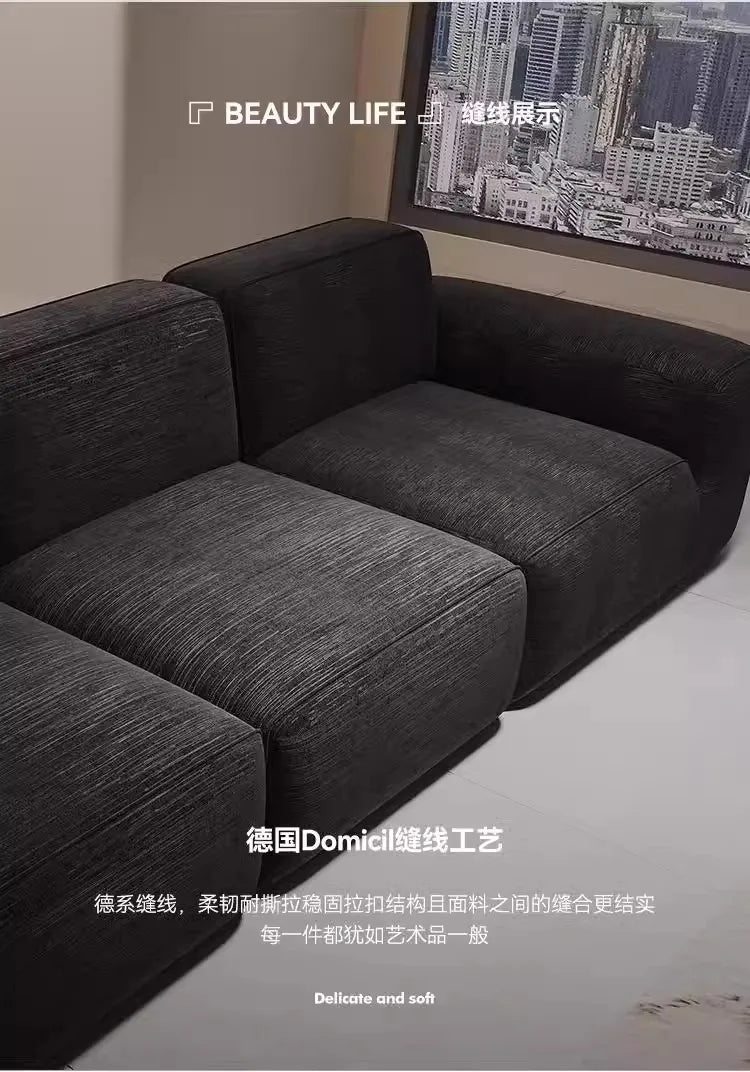 Simple Style Vacuum Compression Living Room Sofa Light Luxury Furniture Corduroy Sponge Filling Multi-Person Sofa Customization