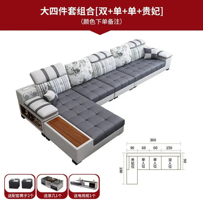 Nordic Luxury Technology Cloth Sofa for Living Room Furniture Modern Living Room Sofa Combination Large Apartment Sofa Set u