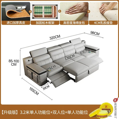 Designer Leather Sofa Living Room Ajustable Lounge Foldable Sofa Reclinable Modular Minimalist Woonkamer Banken Lounge Furniture