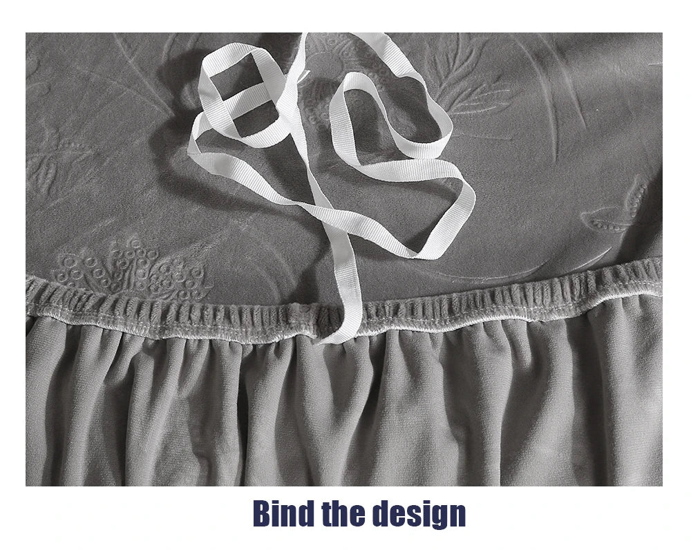 Elegant Stretchable Sofa Cover with Skirt for 1/2/3/4 Seater Soft Velvet Non-Slip Elastic Luxury Solid Color