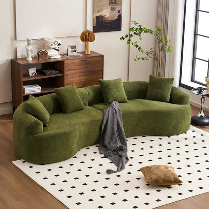 110.2" Curved Sectional Sofa,Luxury Wood Grain Chenille Fabric, Oversized Sectional Sofa,Compression Curved Couch for Living Roo