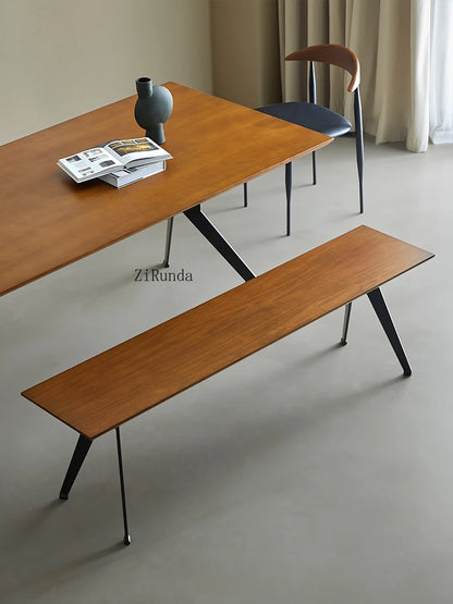Japanese-style wabi-sabi wind all-solid wood bench light luxury household dining table living room shoe changing stool