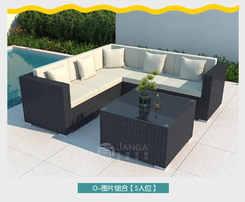 Outdoor villa courtyard sofa hotel B & B terrace waterproof sunscreen sofa furniture indoor and outdoor rattan weaving
