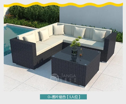 Outdoor villa courtyard sofa hotel B & B terrace waterproof sunscreen sofa furniture indoor and outdoor rattan weaving