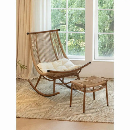 Hxl balcony rocking recliner casual outdoor rattan chair adult nap