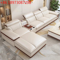Modern simple leather sofa living room home light luxury sofa concubine combination