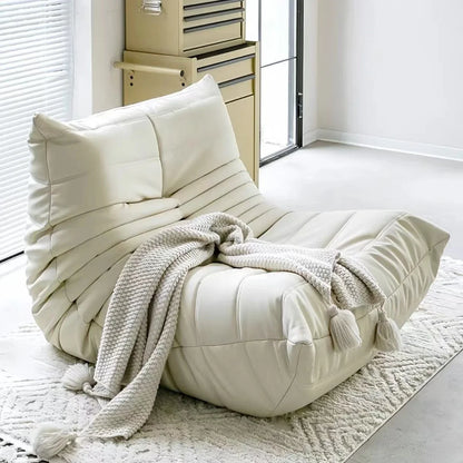 Single sofa living room bedroom lazy fabric leather leisure chair small apartment cream wind