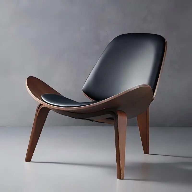 Nordic Solid Wood Walnut Color Leisure Chair Creative Simple Modern Three-legged Shell Chair Living Room Cafe Hotel Furniture