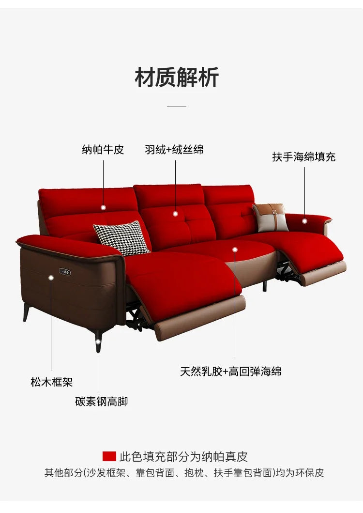 Vintage European Reclining Sofa Leather Office Designer Italiano Couch Adjustable Height Adults Sofa Inflavel Indoor Furniture