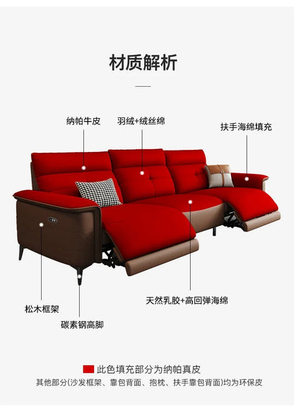 Vintage European Reclining Sofa Leather Office Designer Italiano Couch Adjustable Height Adults Sofa Inflavel Indoor Furniture